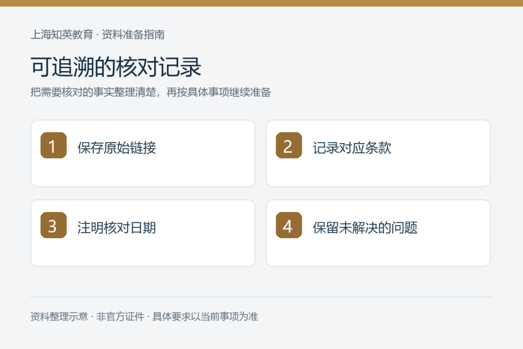 可追溯的核对记录:保存原始链接、记录对应条款、注明核对日期、保留未解决的问题