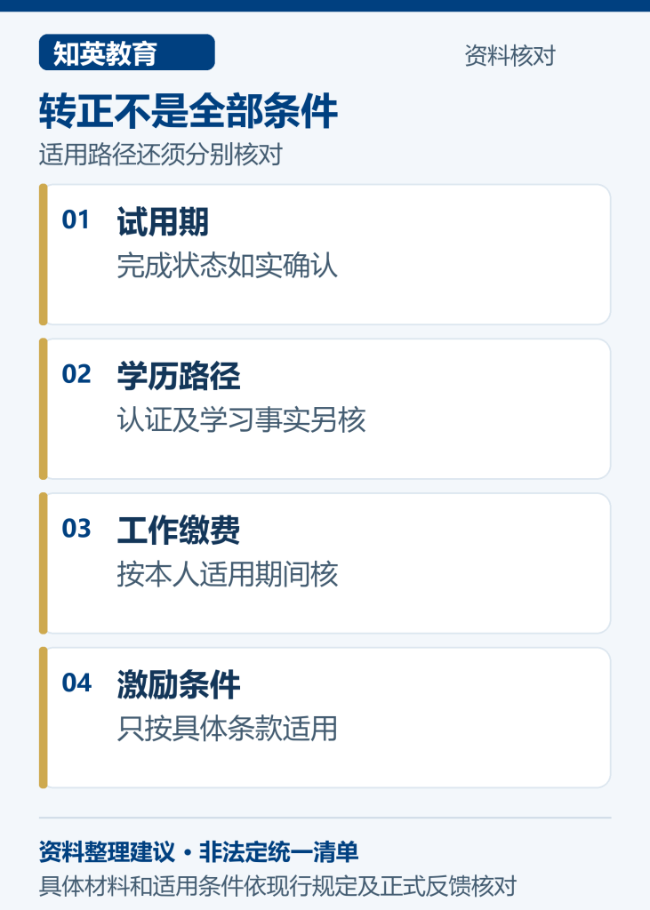 留学生试用期结束与学历工作缴费条件分别核对图